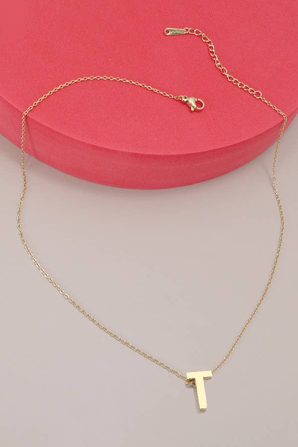 Block Initial Necklace