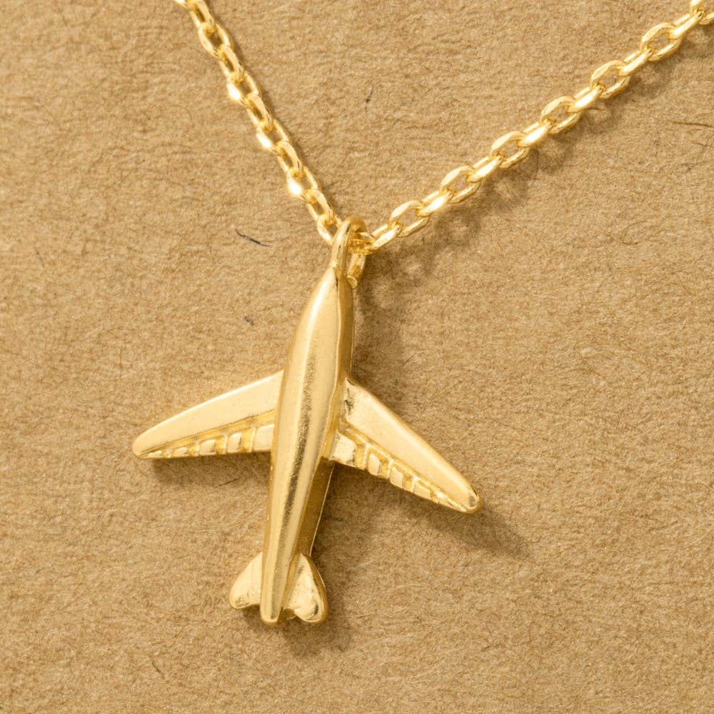 Gold Dipped Airplane Pendant Necklace