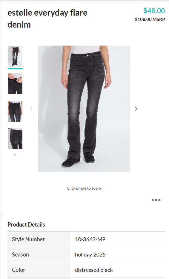 Distressed Black Estelle Everyday Flare Denim (32" inseam)