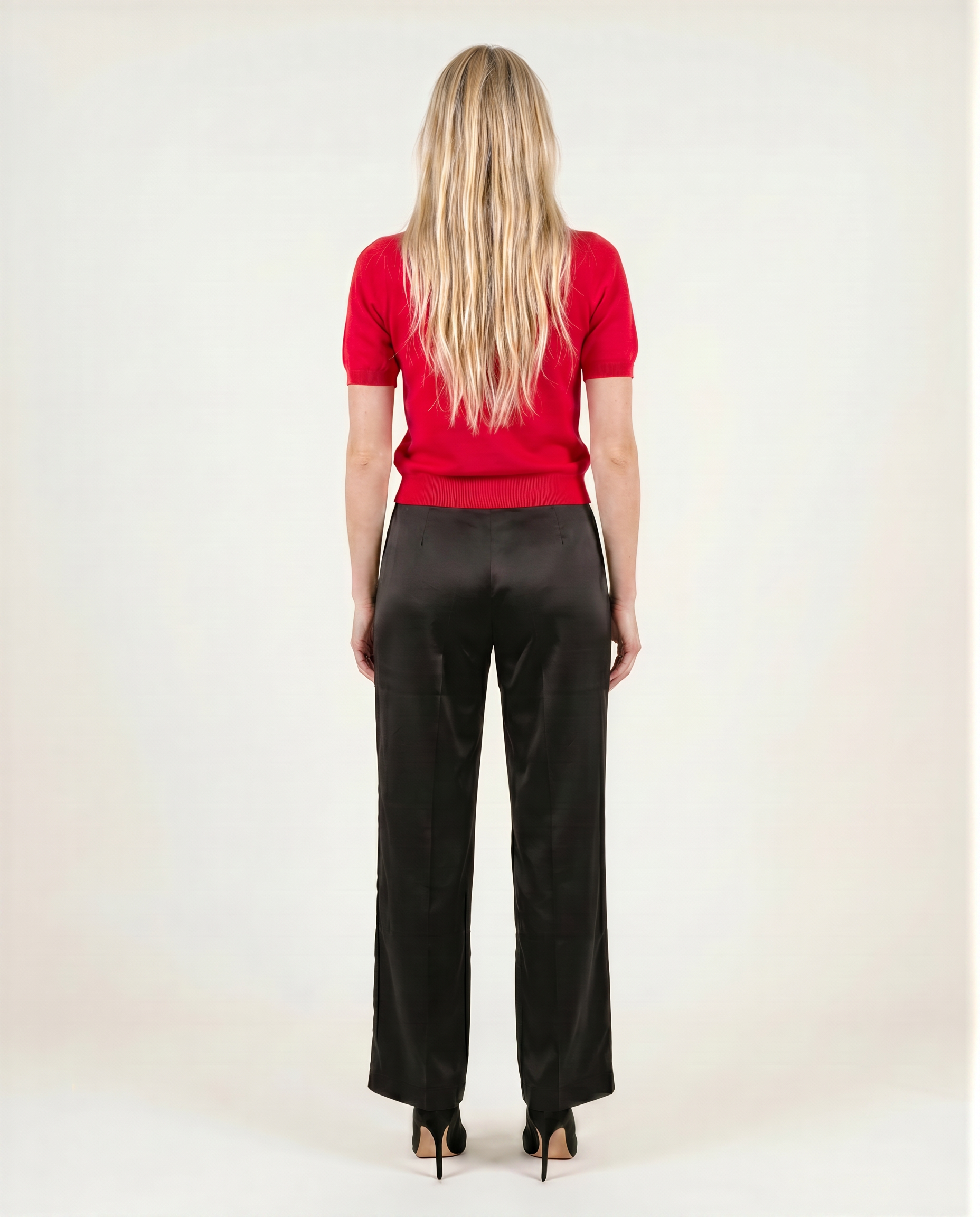 Black Satin Wide-Leg Pant