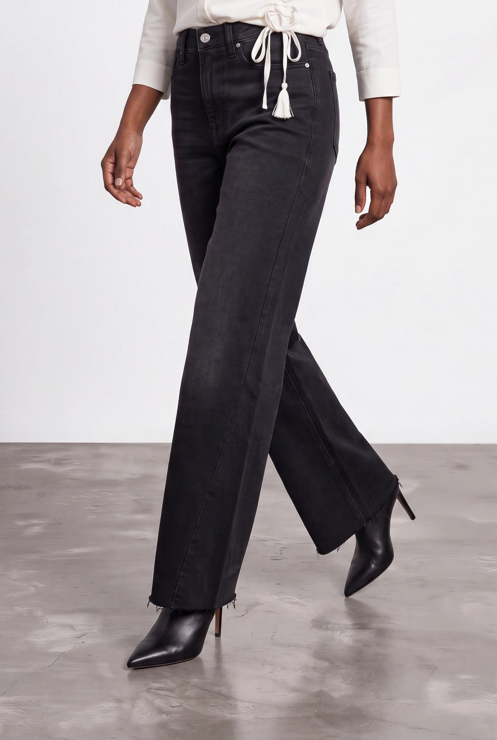 Washed Black Wide-Leg Jeans