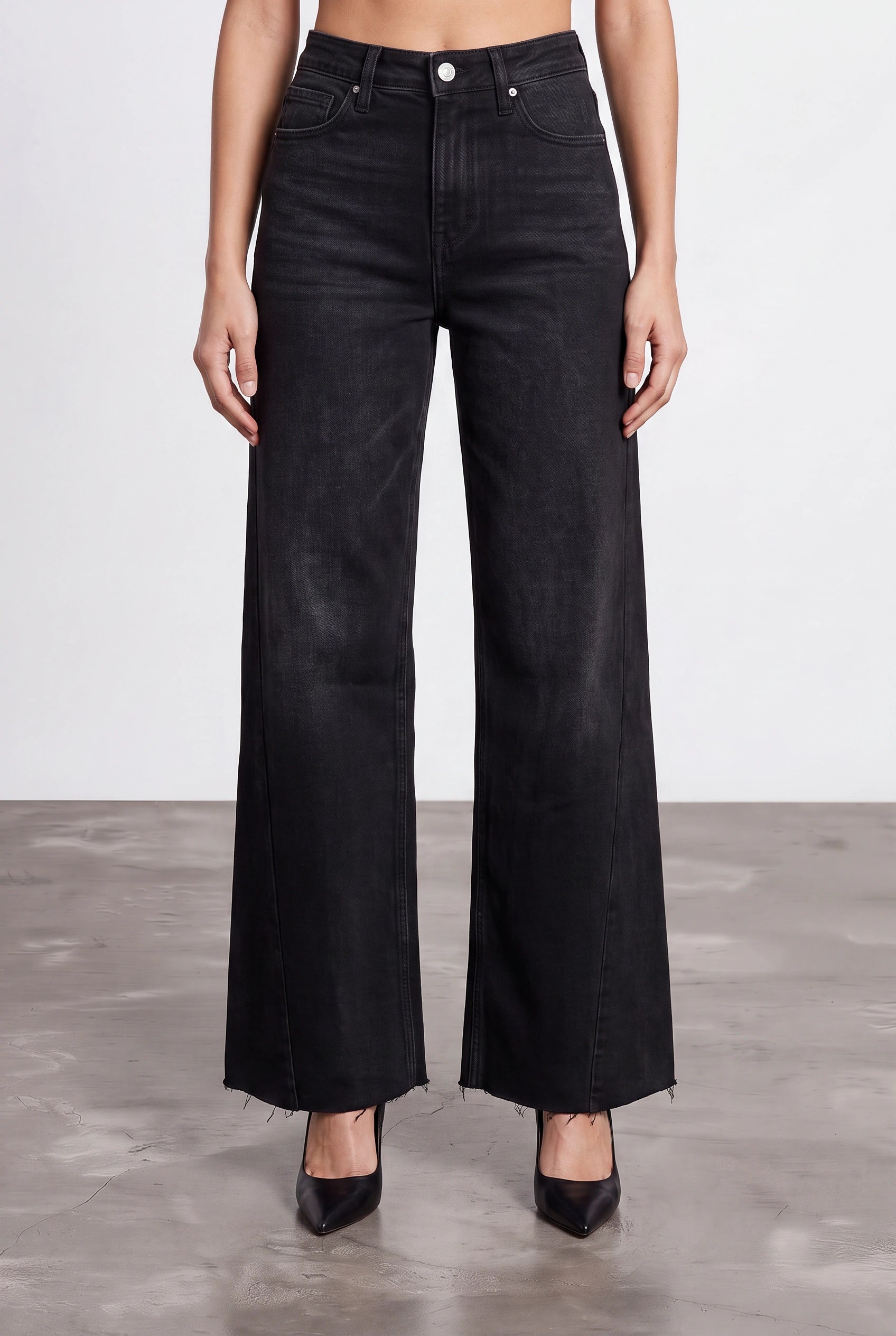 Washed Black Wide-Leg Jeans