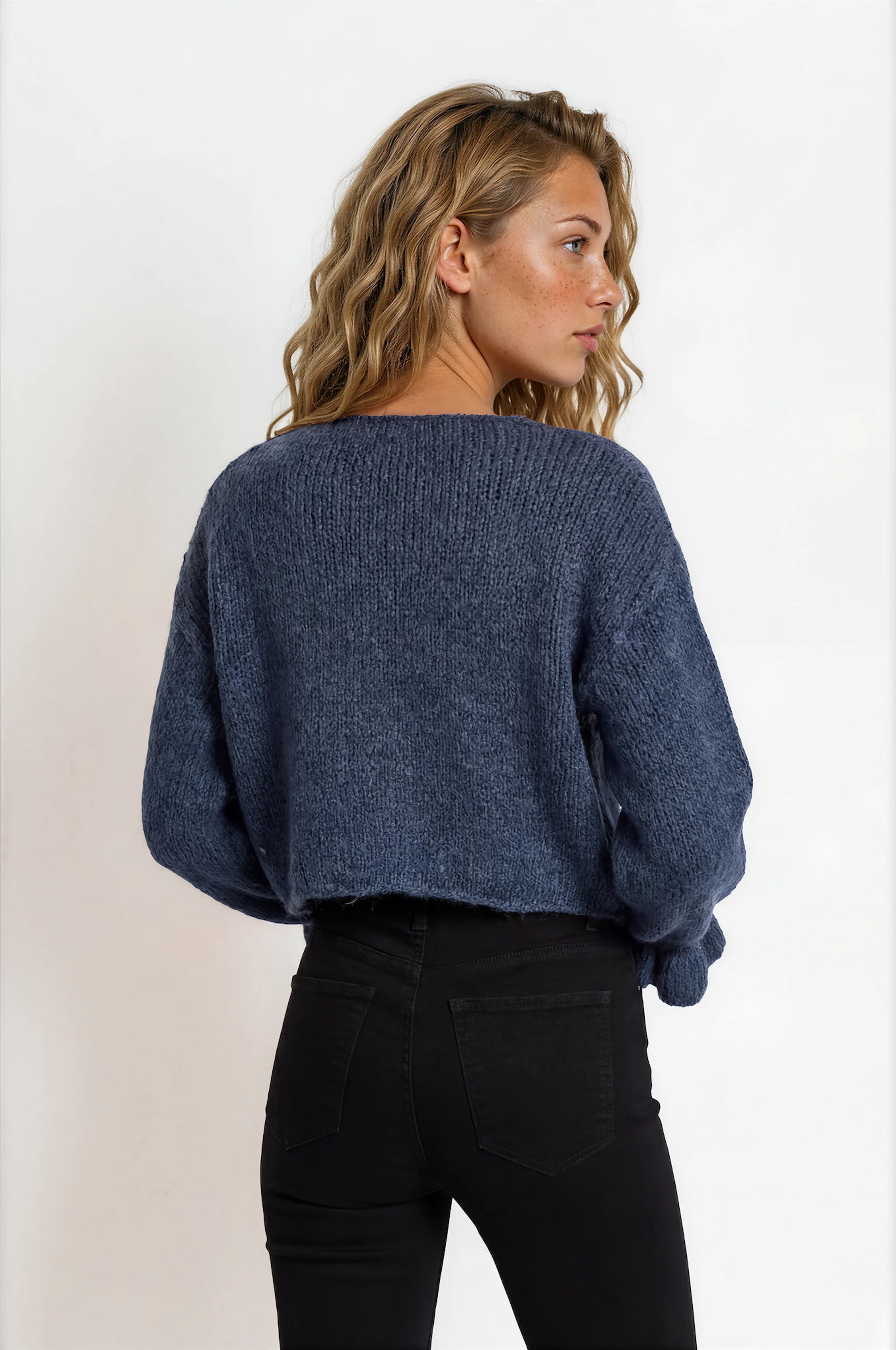 Flutter Sleeve V-neck Sweater