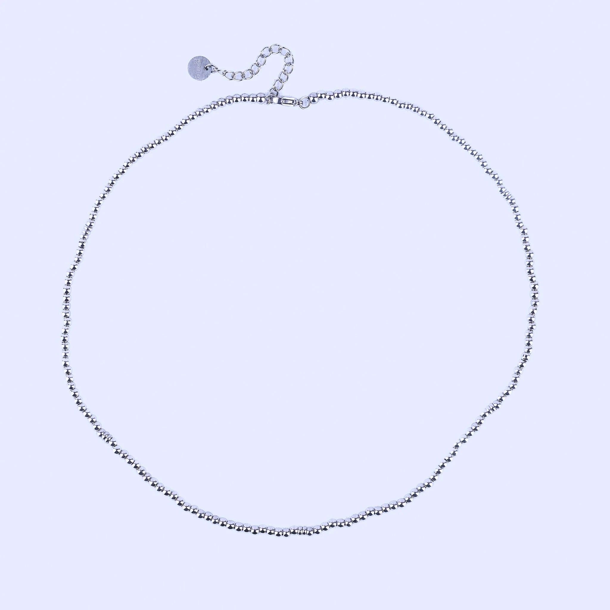 Micro Gemstone Necklace Silver