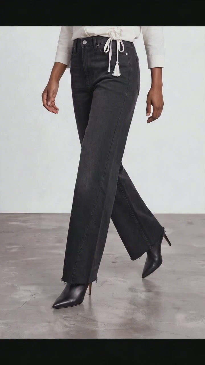 Load video: Washed Black Wide-Leg Jeans