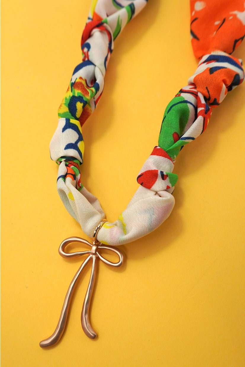 Scarf Bow Pendant Necklace-Multi Color