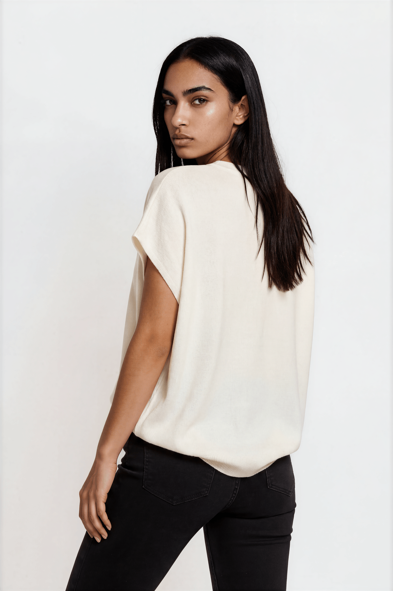 Sleeveless Knit Top — Crew Neck, Ribbed Trim